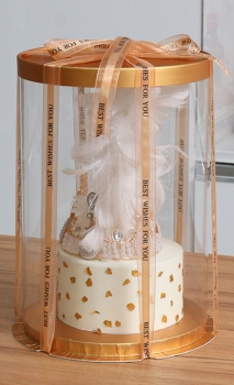 Transparent Box Round 26x32cm - Gold